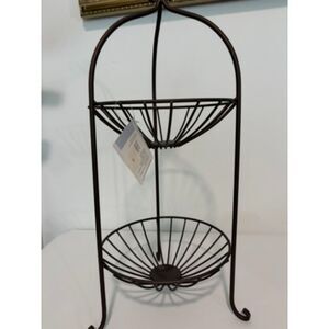 Home 2 tier black metal fruit stand